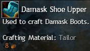 MMOJUGG Guild Wars 2 US Damask Shoe Upper Details View of Item Function and Use